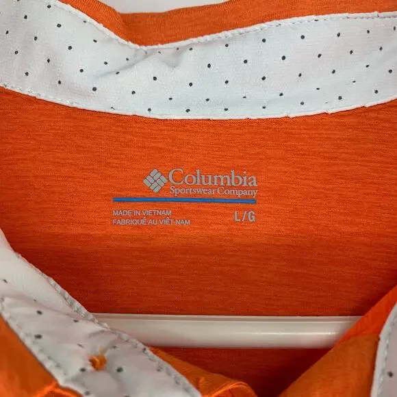 Columbia NCAA Clemson Tigers Men's Short Sleeve Orange Polo Shirt Size L - Picture 3 of 12